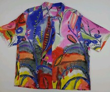 Jams World Multicolor Abstract Pattern Rayon Shirt Vintage Hawaiian Rare READ 