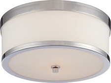 Nuvo Celine 2 Light Flush Fixture w/ Opal Glass, Polished Nickel - 60-5476