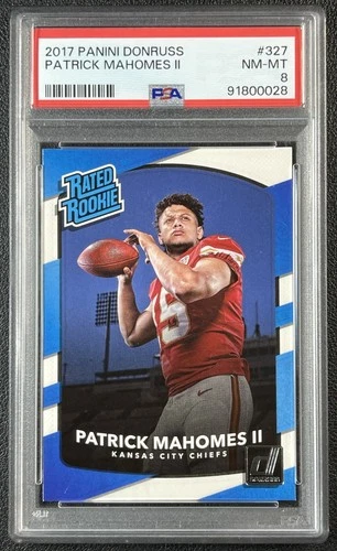 PATRICK MAHOMES II PSA 8 2017 PANINI DONRUSS #327 RATED ROOKIE RC CHIEFS 0028