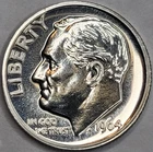 1964 DIME SILVER 90% GEM PROOF ROOSEVELT NICELY TONED POINTED 9