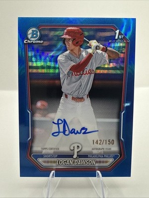 Logan Dawson 2026 Bowman Chrome 1st Bowman True Blue Refractor Auto /150
