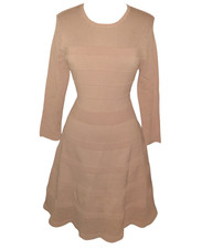 NEW VINCE CAMUTO Size L Sweater Dress Pink Long Sleeve Stretch Knee Length