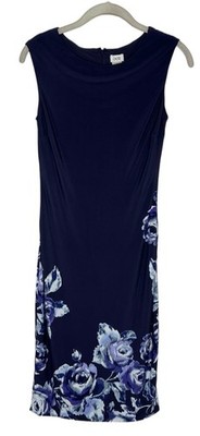 Cache Womens Dress Size XS Blue Floral Scoop Neck Back Zip Lined Sleeveless