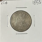 1853 Seated Liberty Quarter 25c Arrows & Rays Coin US Silver Coin VF