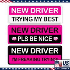 3Pcs Rose Red Student New Driver Car Magnetic Bumper Stickers Logo, BrColor: Red