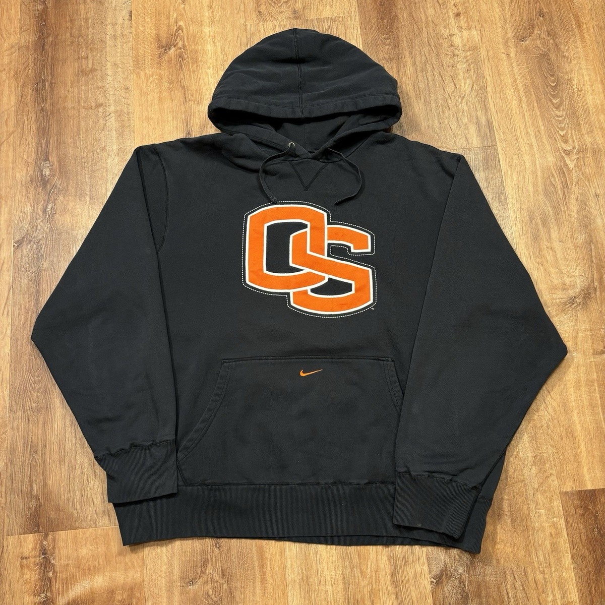 Vintage Oregon State Beavers Hoodie Sweatshirt Center Swoosh Pullover Black  2XL