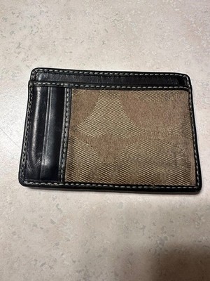 Coach Brown Leather Card Holder Wallet Slim Minimalist 