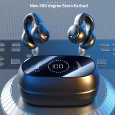 Clip on Open Ear Wireless Headphones Bone Conduction Stereo Earbud
