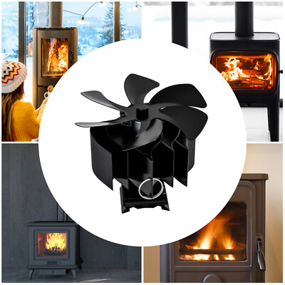 6-Blade Flue Stove Fan Fireplace Heat Powered Wood Burning Silent Stove Fan  | eBay