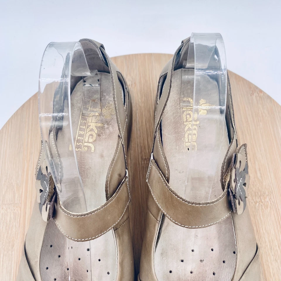 Zapatos planos Reiker para mujer 10 41 cuero beige Mary Jane Foto 4 de 4