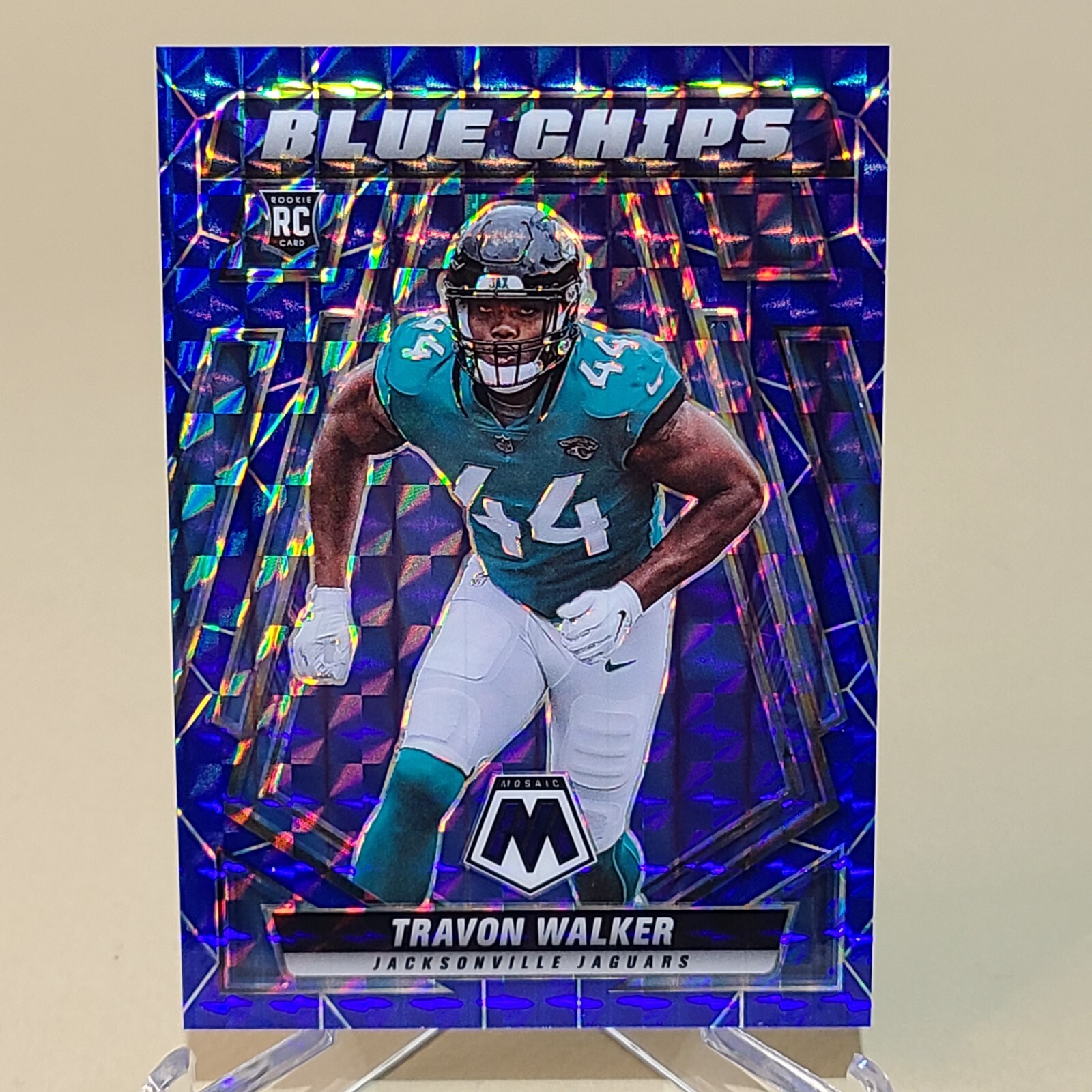 2022 Mosaic Football Travon Walker Blue Chips Rookie Blue Mosaic #65/99 Jaguars