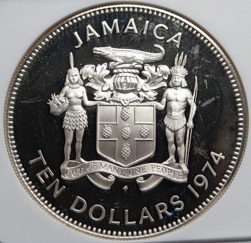 1974 JAMAICA Sir Henry Morgan Royal Lieutenant PROOF SILVER $10 Coin NGC i85971 - Picture 2 of 5