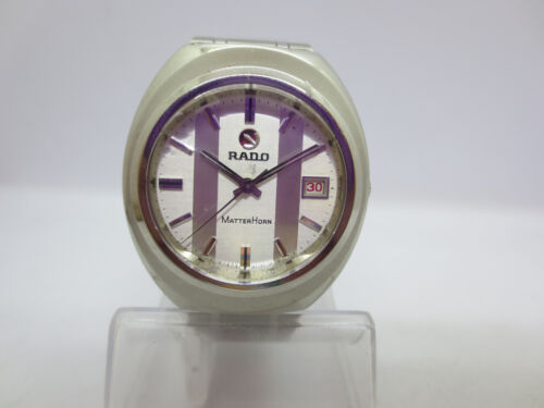 VINTAGE RADO MATTERHORN DATE STAINLESS STEEL AUTOMATIC MENS WATCH - Picture 1 of 12