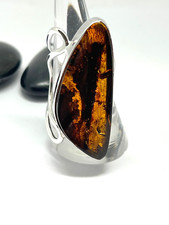 Baltic Amber ring 925 Sterling silver Made in Poland size 8 adjustable