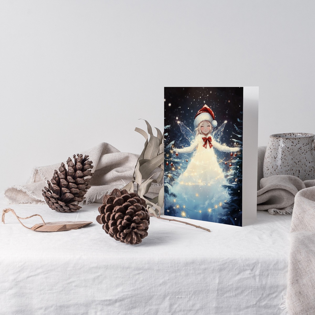 Wee Blue Coo Weihnachtsgrußkarte – Winter Fee Mit Lichterkette, Süßes Design Für Kinder, 17,5x12,5 Cm