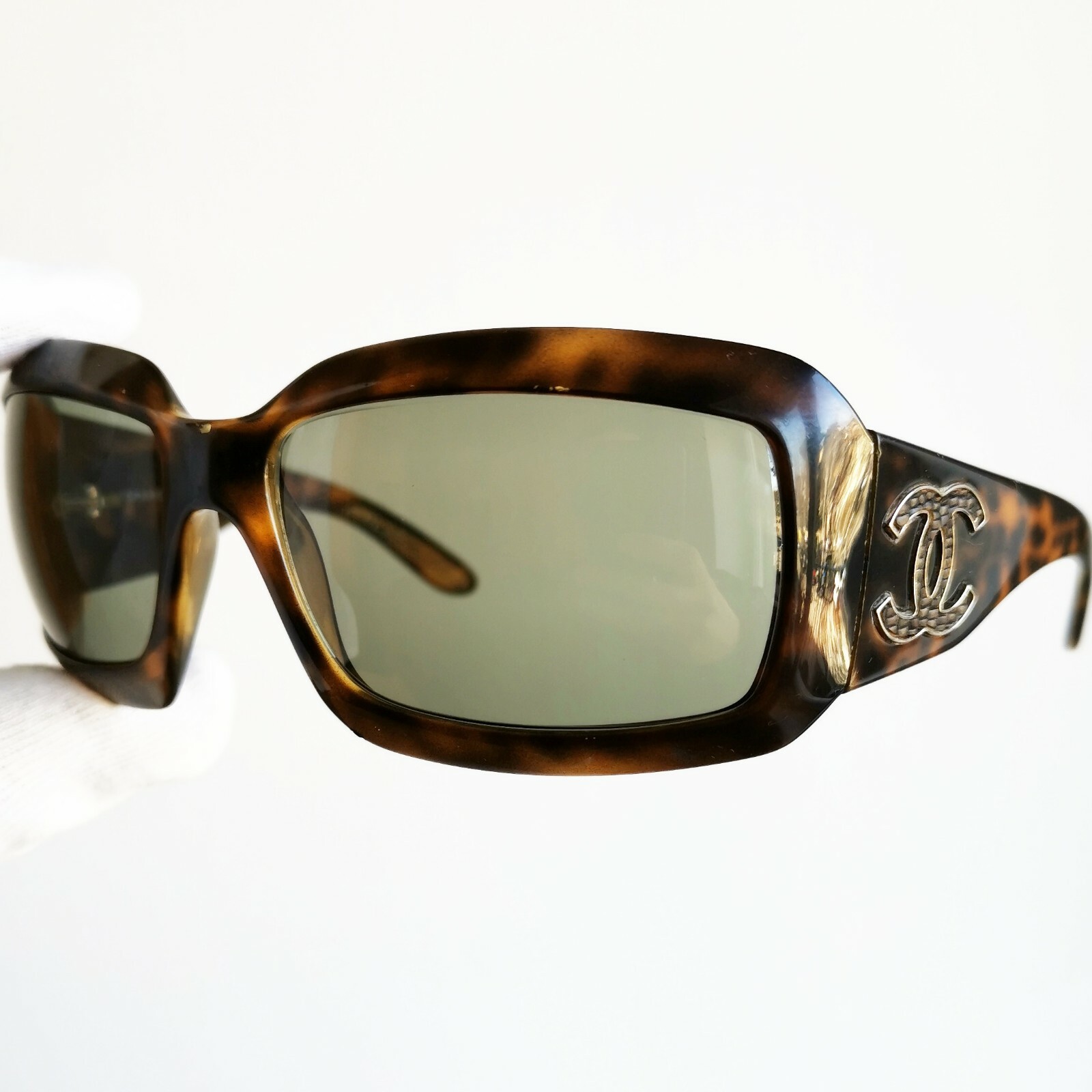 CHANEL 6022-Q Tortoise Brown Gold Square Wrap Sunglasses 912/13-image