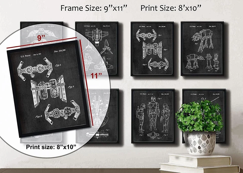 Set of 8 Star Wars 8x10 Patent Prints Starwars Wall Art Decor Posters Gifts Men - Image 3 of 4