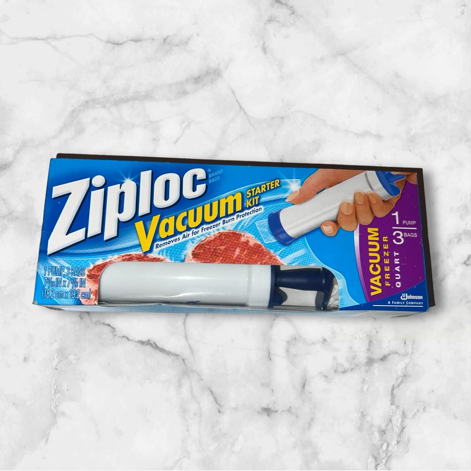 Ziploc Vacuum Sealer Starter Kit 1 Pump + 3 Quart Freezer Bags NEW Discontinued eBay