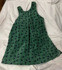 Vintage Laura Ashley Girls Jumper Dress Sz 8 Green Velvet, Velveteen Floral