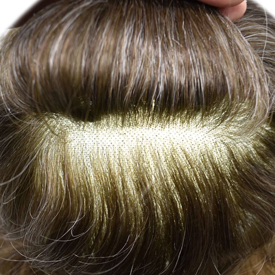 Sistema de piezas de cabello Toupee para hombre unidad de reemplazo de cabello de encaje francés para hombre Foto 3 de 4