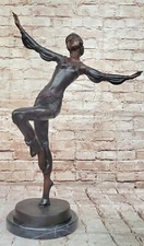 Tall Art Deco Sculpture Female Dancer on Marble Base - Chiparus - bronze Figure