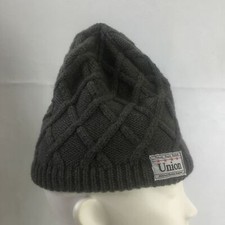 Union Made in USA Mens Gray Beanie Hat Cable Knit Gorpcore Ships Tomorrow
