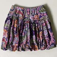 Hanna Andersson Skirt Size 130 8 Paisley Bubble 100% Cotton Purple Pink EUC