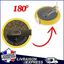 PILE ACCU BATTERIE BOUTON CR2032 LIR2032 LITHIUM 3V BROCHE A 180° (016)