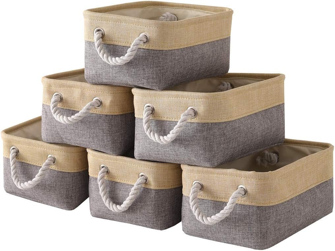 Storage Baskets for Organizing - 11.8X7.8X5.2 Inch Small 6 Pack Storage Bins for-image