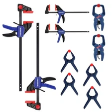 WORKPRO 12"&6" Bar Clamp 4 Spring Clamp 2 Ratcheting Wood Clamp F Clamp/Spreader