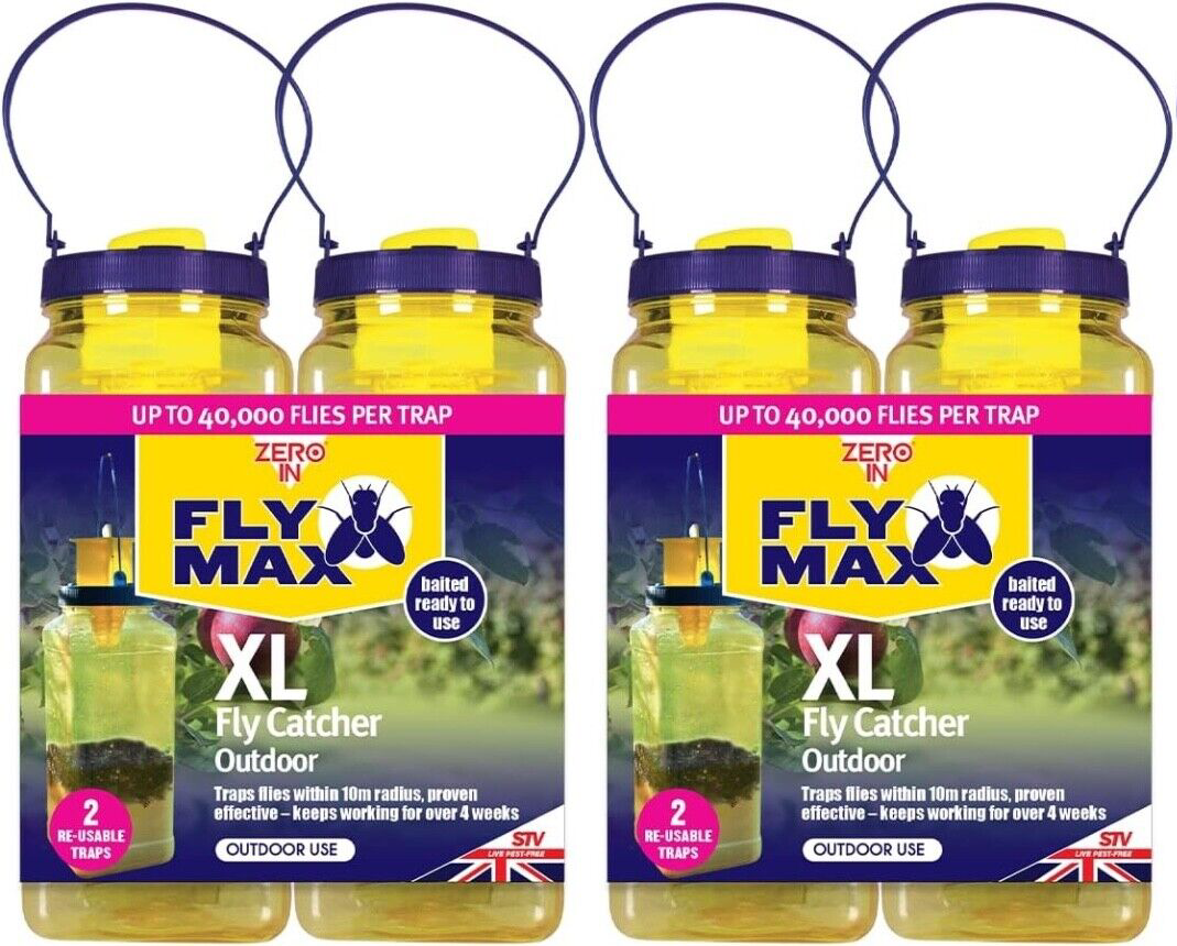 2x Zero In XL Fly Catcher Trap Attracts Insects Baited - 10m Radius - Pack of 2