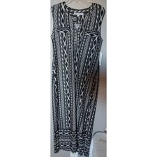 Emma & Michele Maxi Black & White Geometric Sleeveless Dress NWT Size Medium