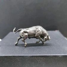 Pure Bronze Black Wall Street Bull Statue Model Ornaments Sculptures Figurines