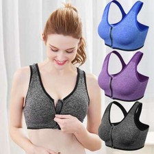 Sports Bra Women Seamless High Impact Running Yoga Workout Bra Front Closure Zip