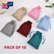 10PCS Small Rope Linen Bags Jewelry Packing Party Gift Packs Mini Cotton Pouch