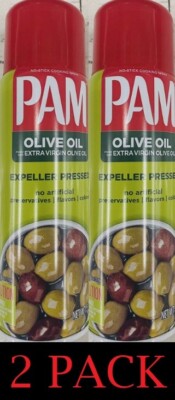 2x PAM EXPELLER PRESSED Extra Virgin OLIVE OIL Spray  Non Stick 5 Oz Can 2 PACK