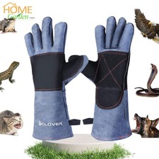 Leather Animal Handling Gloves Cat Bird Bite Proof Long Mitts Protector Sleeve