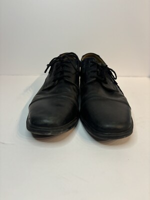 Clarks Mens Un Hugh Cap Black Leather Dress Oxford Shoes | eBay display picture 1