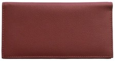 Burgundy Basic Genuine Leather Checkbook Cover For Men  Women