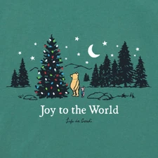 NWT Women's Life is Good Winnie Pooh Joy To The World Christmas Green LS Crusher