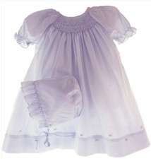 Vestido Petit Ami Lavanda Calado con Rosetas Nuevo con Etiquetas Prematuro, Recién Nacido, 3m, 6m, 9m,