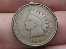 1904 Indian Head Cent Penny, VG Details, Encased Cent