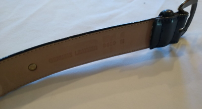 CHELSEA CAMPBELL SZ. M BLACK LEATHER BELT W/BRASS HORSE  display picture 1