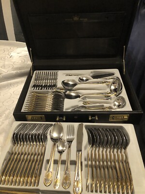 sbs besteck solingen 23 24 karat hartvergoldet Neu! 70 Tlg Besteck Set Im Koffer
