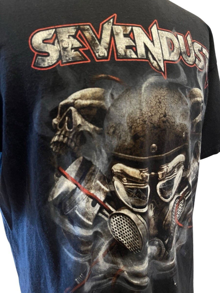 VTG 90s Sevendust Band Tour Shirt Ride Insane Skull Graphic Large