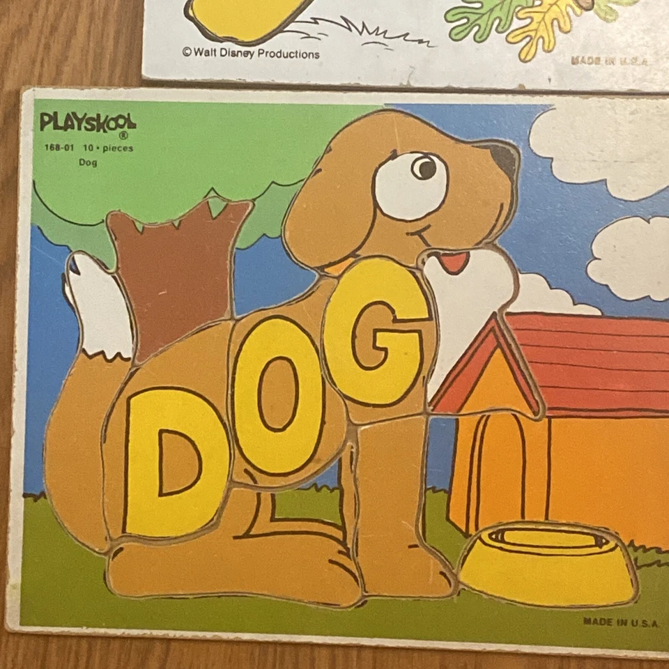 Lote de 3 rompecabezas de madera vintage Playskool y 1 rompecabezas de plástico Fisher Price Foto 3 de 4