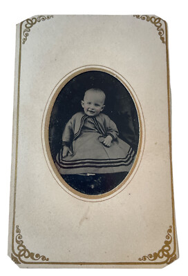 Antique Victorian Tin Type Photograph Child Baby Portrait Toddler