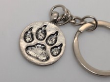 Animal Paw Print Keychain Silvertone