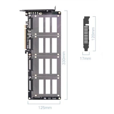 U.2 SSD to PCIe X16 Adapter PCIE 4.0 to 4 Disk U.2 SFF-8639 SSD Riser Card USA