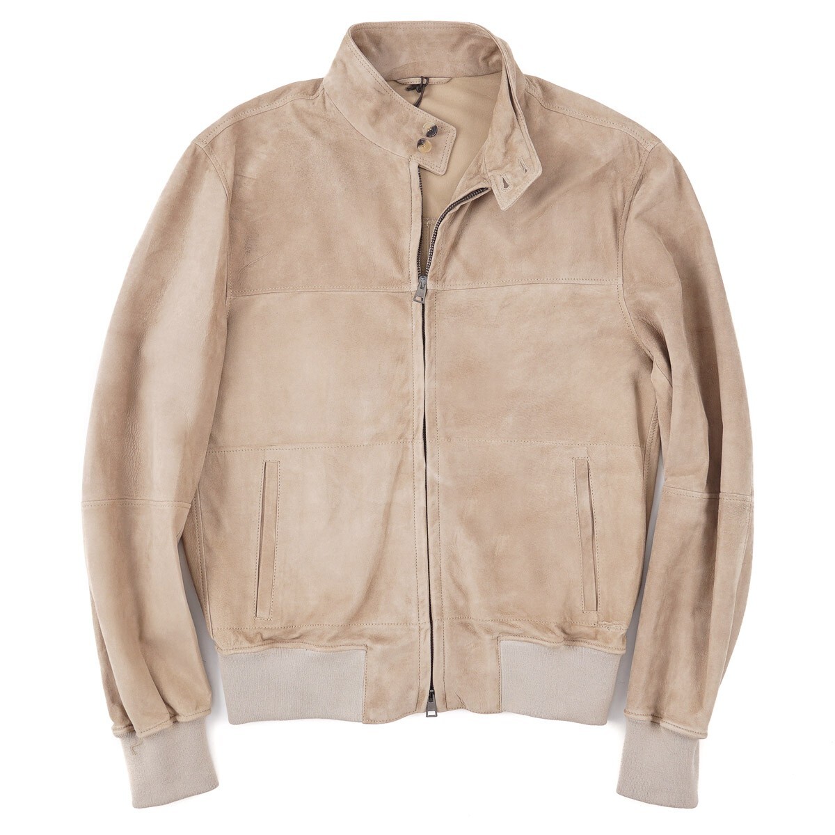 Rifugio Napoli Unlined Soft Tan Nappa Suede Leather Bomber Jacket XS (Eu 46) NWT